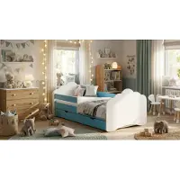 Happy Babies Kinderbett Mobi - Mit Matratze & Schublade und Rausfallschutz, 80x160, Mädchen Kinderbetten & Jugendbett Jungen Kids Bed