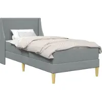 vidaXL Bettgestell mit Matratze Hellgrau 100 x 200 cm Polyester