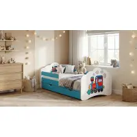 Happy Babies Kinderbett - Mit Matratze & Schublade und Rausfallschutz, 80x160, Mädchen Kinderbetten & Jugendbett Jungen Kids Bed