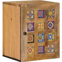 vidaXL Badezimmer Hängeschrank Natur 38 x 33 x 48 cm Massivholz Mango