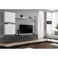 AEA Wohnwand Wandschrank Stil Modern Einrichtung Designer Weiß Regal TV Sideboard