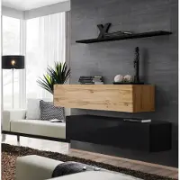 AEA Wohnzimmermöbel Luxus Wohnwand 130 cm Designer Garnitur Set 3tlg Wandschrank