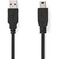 Nedis USB-Kabel - USB 2.0 - USB-A Stecker - USB Mini-B 5 pin Stecker - 2.5 W - 480 Mbps - Vernickelt - 5.00 m - Rund - PVC - Schwarz - Label
