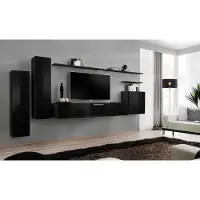 Xl Moebel Gmbh Komplette Set 7tlg Schwarz Wohnwand TV Ständer Wohnzimmer Designer Wandschrank