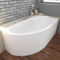 Polimat Eckbadewanne Badewanne Miki RECHTS 140x70 mit Acrylschürze, Füßen und Ablaufgarnitur GRATIS