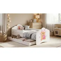 Happy Babies Kinderbett Mobi - Mit Matratze & Schublade und Rausfallschutz, 80x160, Mädchen Kinderbetten & Jugendbett Jungen Kids Bed ( NR7)