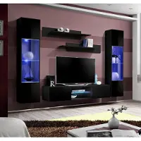 Xl Moebel Gmbh Wohnwand Schwarz Wand Regale Komplett Designer Einrichtung Hänge Vitrine Neu