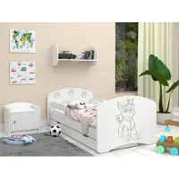 Happy Babies Kinderbett - Mit Matratze & Schublade und Rausfallschutz, 80x160, Mädchen Kinderbetten & Jugendbett Jungen Kids Bed