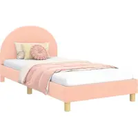 vidaXL Kinderbettgestell mit Kopfteil Rosa 90 x 200 cm Bouclé