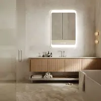 PonteSino HOKO LED Wandspiegel 60x80 cm – Moderne Badspiegel mit Beleuchtung, Antibeschlag & Digitaluhr