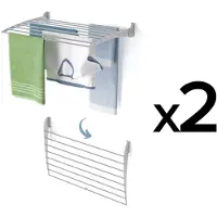 Foxydry 2x Wäscheständer für die Wand, platzsparender Wäschetrockner aus Aluminium – Fold Down 80 cm