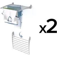 Foxydry 2x Wand-Wäscheständer aus Aluminium, Wäschetrockner für innen und außen – Fold Down 60 cm