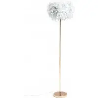 Halay Argos Home Stehlampe mit grauen Federn und roségoldener Basis, 150 cm hoch, E14 LED geeignet