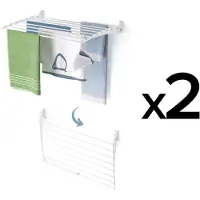 Foxydry 2x Wand-Wäscheständer für Balkon und Terrasse, platzsparender Wäschetrockner – Fold Down 80 cm weiß