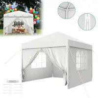 NaiZy Pavillon Wasserdicht - Partyzelt Gartenpavillon mit 8 Seitenwänden Camping Festpavillon für Garten, Party, Hochzeit (3 x 3m mit 4 Seitenwände, Weiß)