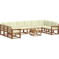 vidaXL Outdoor-Sofagarnitur 11 Stk. Natur und Creme