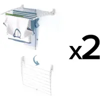 Foxydry 2x Wäscheständer klappbar zur Wandmontage, Wäschetrockner für kleine Flächen – Fold Down 60 cm weiß