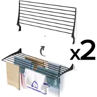 Foxydry 2x Wand-Wäscheständer aus Aluminium, für innen und außen geeignet – Fold 116 cm Schwarz