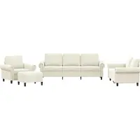 vidaXL 4-tlg. Sofagarnitur mit Kissen Creme Samt