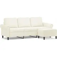 vidaXL 3-Sitzer-Sofa mit Hocker Creme 180 cm Samt