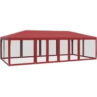 vidaXL Partyzelt mit 12 Mesh-Seitenteilen Rot 8x4 m HDPE