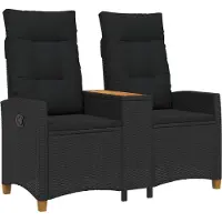 vidaXL Liegebank mit Tisch Schwarz 126 x 65 x 112 cm Poly-Rattan