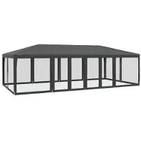 vidaXL Partyzelt mit 12 Mesh-Seitenteilen Anthrazit 8x4 m HDPE