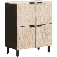 vidaXL Sideboard mit Tür Weiße gewaschene Oberfläche 60 x 33 x 75 cm