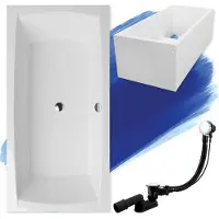Badland Badewanne Rechteck Apri 140x70 mit Ablaufgarnitur, Füßen und Wannenträger GRATIS