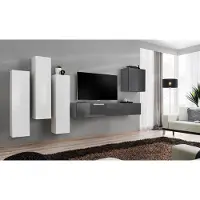 Xl Moebel Gmbh Garnitur Wohnwand Komplett Wohnzimmer Grau Sideboard TV-Ständer Wandschrank