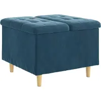 vidaXL Aufbewahrungsottomane mit Kissen Blau 60 x 60 x 45 cm Samt