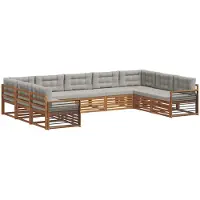 vidaXL Outdoor-Sofagarnitur mit Kissen 9 pcs Natürlich und Hellgrau