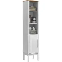 vidaXL Bad hoher Schrank FLORO Weiß 35 x 30 x 160 cm Massivholz Kiefer