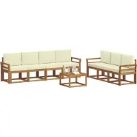 vidaXL Outdoor-Sofagarnitur 8 stk. Natur und Creme