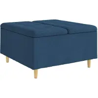 vidaXL Aufbewahrungsottomane mit Kissen Blau 80 x 80 x 45 cm Stoff