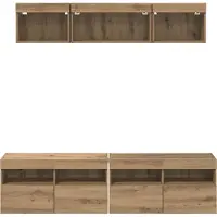 vidaXL TV Wand Einheiten mit LED 5 Stk. Artisan-Eiche Holzwerkstoff