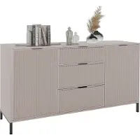 GrekPol Kommode Wave klein Aufbewahrungsschrank mit 3 Schubladen und 2 Türen Vielseitiger Stauraum Kommode Metallgestell Schubladenschrank Sideboard Farbe: Cashmere