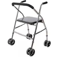 Zimilo Faltbarer Gehwagen, Leichter Rollator, Höhenverstellbar Senioren Gehhilfe, Stabiler Gehstuhl, Rutschfest Pflegehilfe, 4-Rad Modell