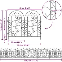 vidaXL Gartenzaun 5 stk. Stahl Schwarz
