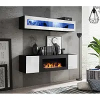Xl Moebel Gmbh Wohnwand Set 2tlg Sideboard mit Kamin Schrank Wohnzimmer Hochglanz Möbel Neu