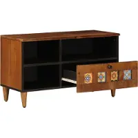 vidaXL TV-Schränk mit Regal Walnuss 80 x 33 x 46 cm Massivholz Mango