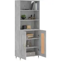 vidaXL Highboard Betongrau 69,5x34x180 cm Holzwerkstoff