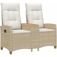 vidaXL Liegebank mit Tisch 2 -Seater 126 x 65 x 112 cm Poly-Rattan
