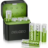HDeye AA Lithium-Batterien 8er-Set mit 2,5H Schnellladegerät – 3600mWh, 2000 Ladezyklen & Typ-C Ladung