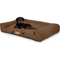 Dogeste Großes Hundebett Hundesofa Hundekissen Hundekörbchen Waschbar - Farbe Boucle Braun - Hundematte Größe L - 83x50 cm