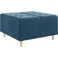 vidaXL Aufbewahrungsottomane mit Kissen Blau 80 x 80 x 45 cm Samt