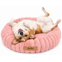 Dogeste Donut Hundebett 60 cm rund, flauschiges Hundekissen, waschbar, rutschfester Boden