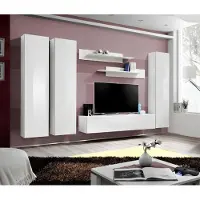 AEA Komplette Set 6 tlg Weiß Wohnwand TV Ständer Wohnzimmer Einrichtung Wandschrank