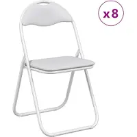 vidaXL Klappstuhl 8 Stk. Kunstleder Weiß 48 x 43,5 x 81 cm