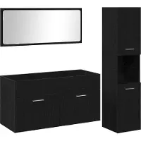vidaXL Badezimmermöbel-Set 3 pcs Schwarz Eichen-Optik Holzwerkstoff
